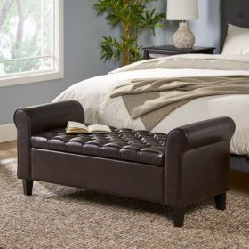 HAYES ARMED STORAGE BENCH (Color: Brown)